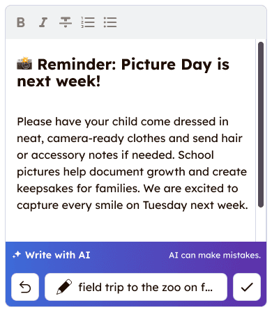 AI writing mobile interface
