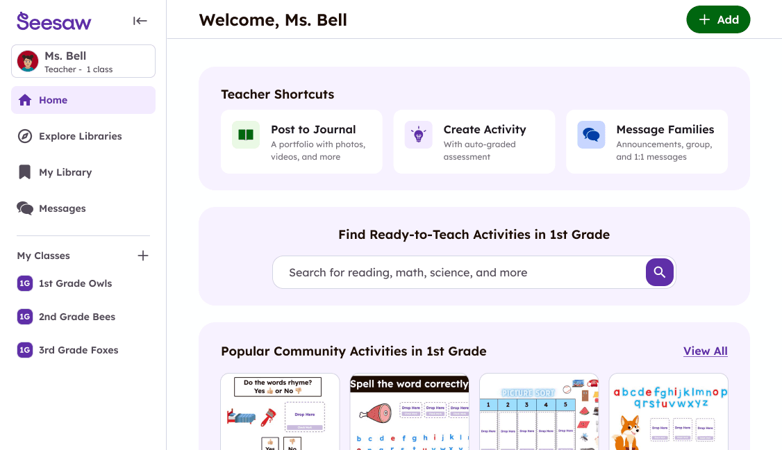 Seesaw Learning desktop redesign