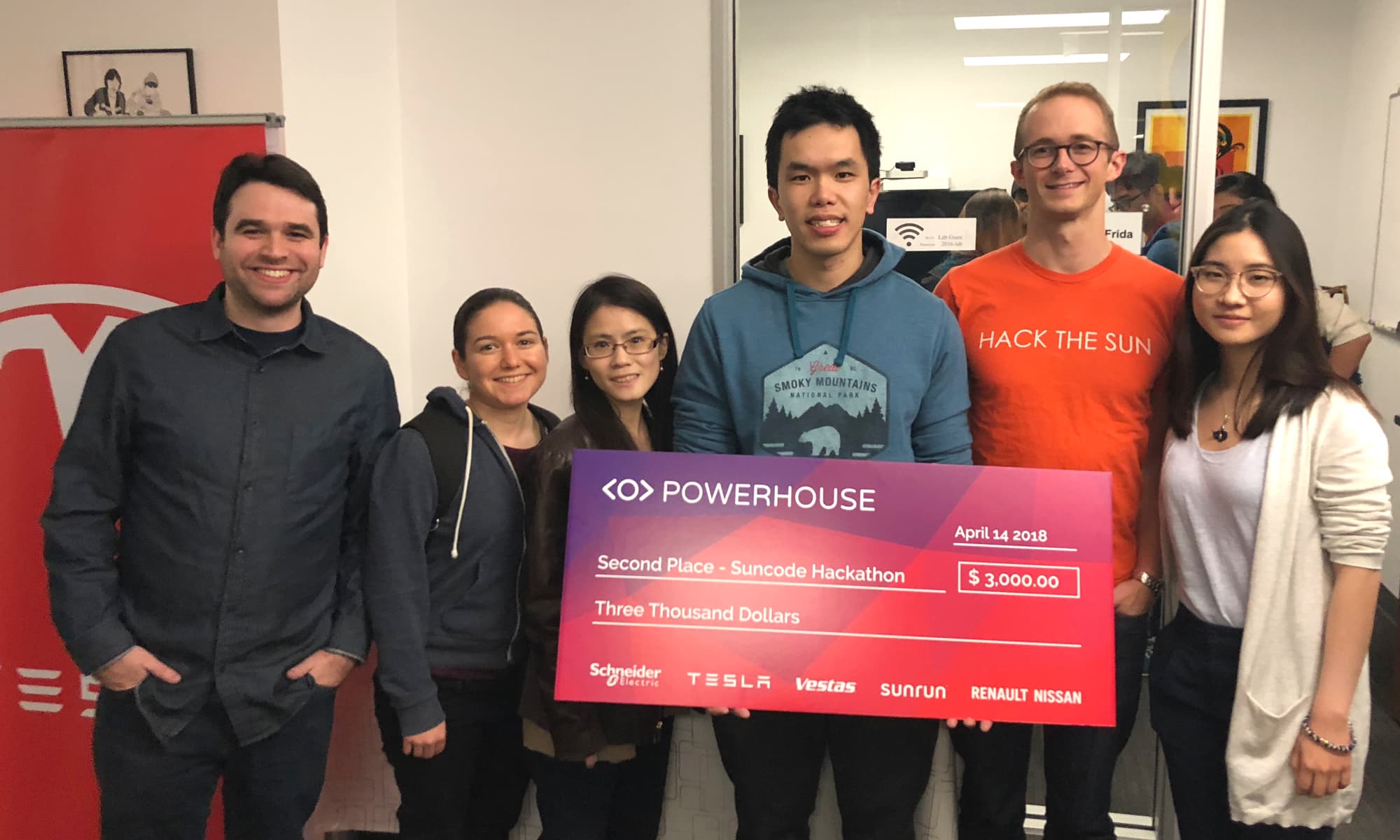 Team photo and final project presentation at SunCode hackathon